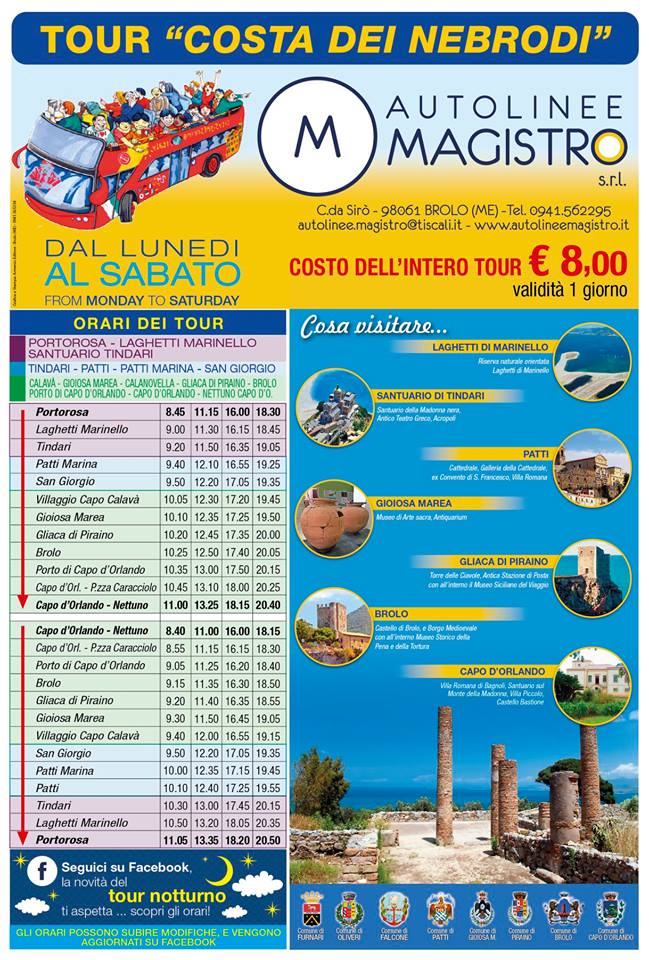 costa dei nebrodi: il tour con pullman panoramico anche di notte