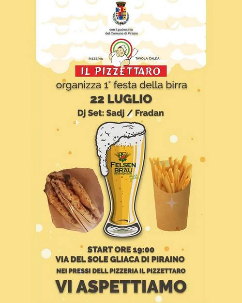 gliaca di piraino -  il 22 luglio la 1 festa della birra alla pizzeria il pizzettaro